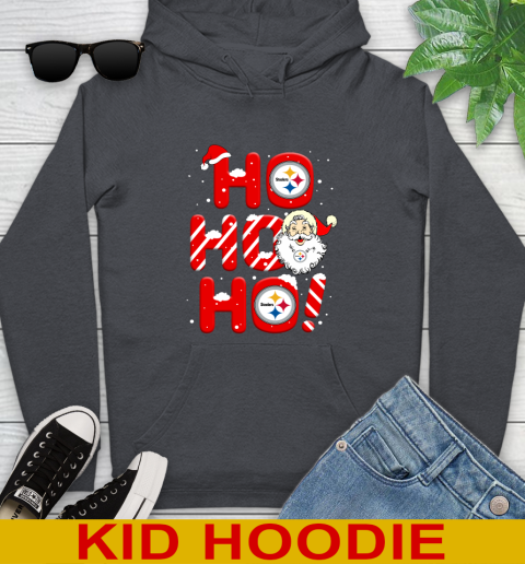 Pittsburgh Steelers NFL Football Ho Ho Ho Santa Claus Merry Christmas Shirt Youth Hoodie 9