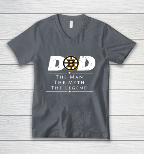 Boston Bruins NHL Ice Hockey Dad The Man The Myth The Legend V-Neck T-Shirt 4