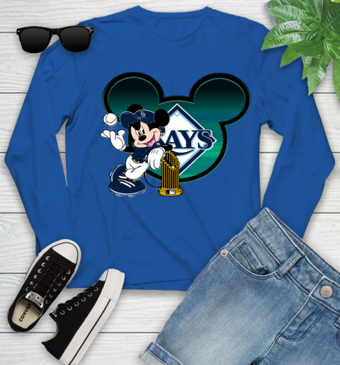 MLB Tampa Bay Rays The Commissioner's Trophy Mickey Mouse Disney Youth Long Sleeve 9