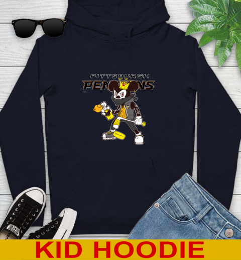 Pittsburgh Penguins NHL Hockey Mickey Peace Sign Sports Youth Hoodie - Image 5