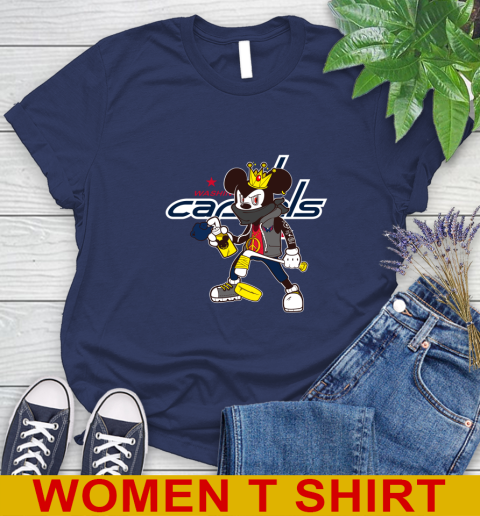 Washington Capitals NHL Hockey Mickey Peace Sign Sports Women's T-Shirt 12