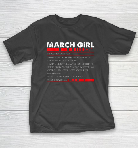 Womens March Girl Fact Speaking Fluent Sarcasm Funny Birthday Gift T-Shirt