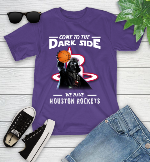 NBA Come To The Dark Side We Have Houston Rockets Star Wars Darth Vader Basketball Youth T-Shirt 3
