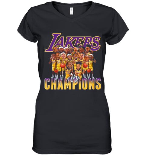 Los Angeles Lakers Team Champions 2020 Women's V-Neck T-Shirt