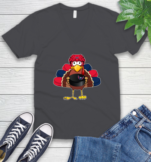 Washington Capitals Turkey Thanksgiving Day V-Neck T-Shirt 5