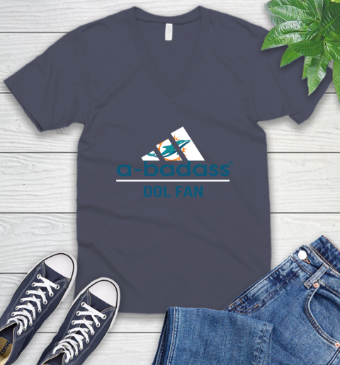 NFL A Badass Miami Dolphins Fan Adidas Football Sports V-Neck T-Shirt 7