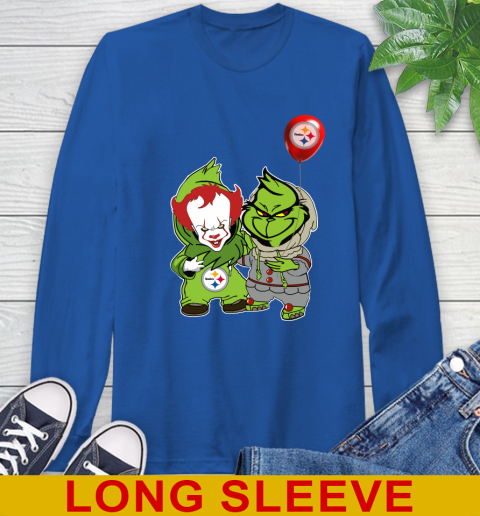 Pittsburgh Steelers Baby Pennywise Grinch Christmas NFL Football Long Sleeve T-Shirt 9