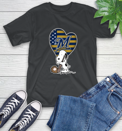 Milwaukee Brewers MLB Baseball The Peanuts Movie Adorable Snoopy (1) T-Shirt 2