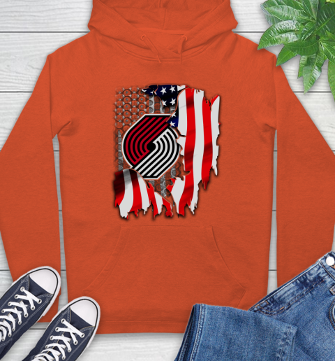 Portland Trail Blazers NBA Basketball American Flag Hoodie 4