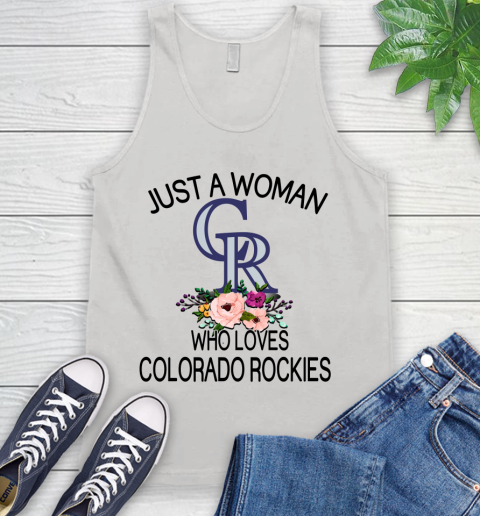 MLB Just A Woman Who Loves Colorado Rockies Baseball Sports Tank Top