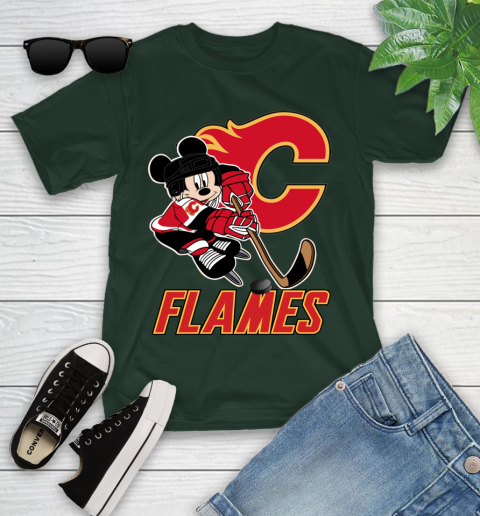 NHL Calgary Flames Mickey Mouse Disney Hockey T Shirt Youth T-Shirt 5