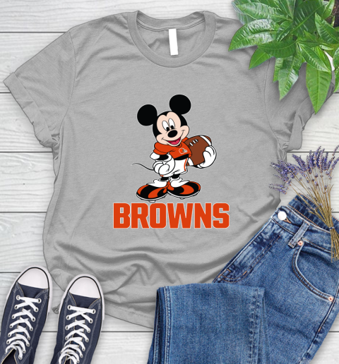 NFL Football Cleveland Browns Cheerful Mickey Mouse Shirt Women's T-Shirt 5