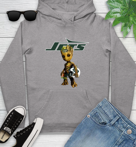 New York Jets NFL Football Groot Marvel Guardians Of The Galaxy Youth Hoodie 6