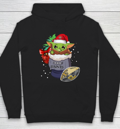 New Orleans Saints Christmas Baby Yoda Star Wars Funny Happy NFL Hoodie 2