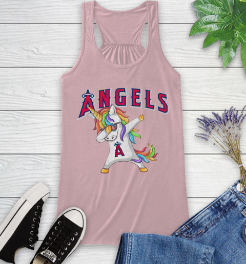 Los Angeles Angels MLB Baseball Funny Unicorn Dabbing Sports Racerback Tank 11