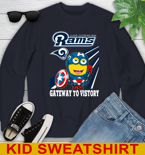 NFL Football Los Angeles Rams Captain America Marvel Avengers Minion Shirt Youth Sweatshirt 2