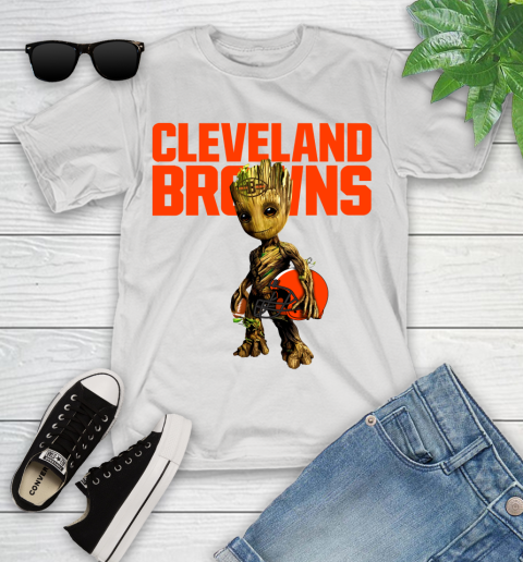 Cleveland Browns NFL Football Groot Marvel Guardians Of The Galaxy Youth T-Shirt