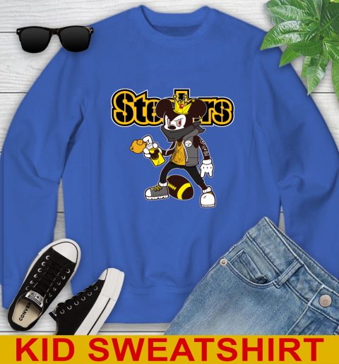Pittsburgh Steelers NFL Football Mickey Peace Sign Sports Youth Sweatshirt 7