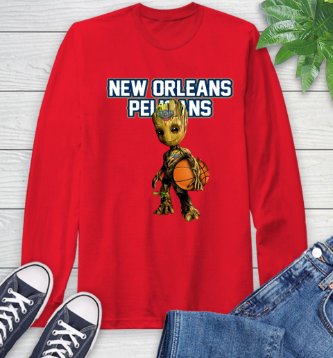 New Orleans Pelicans NBA Basketball Groot Marvel Guardians Of The Galaxy Long Sleeve T-Shirt 10