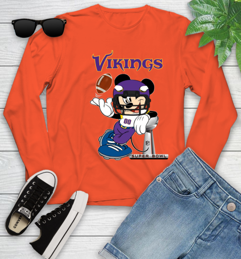 NFL Minnesota Vikings Mickey Mouse Disney Super Bowl Football T Shirt Youth Long Sleeve 4