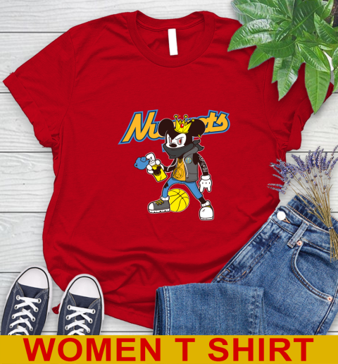 Denver Nuggets NBA Basketball Mickey Peace Sign Sports Women's T-Shirt 10