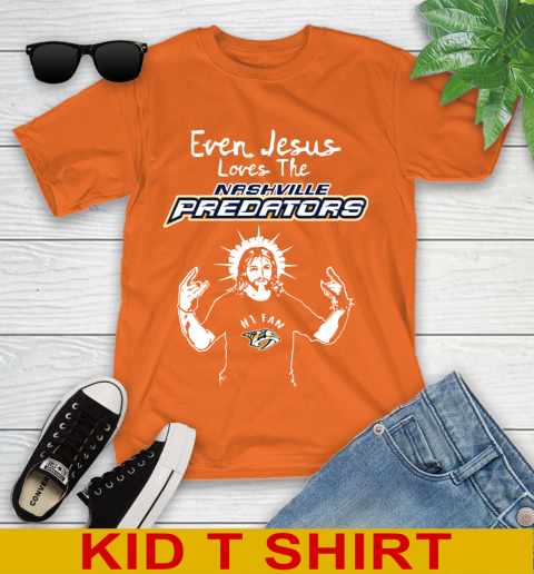 Nashville Predators NHL Hockey Even Jesus Loves The Predators Shirt Youth T-Shirt 8