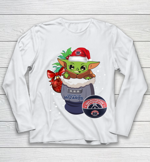 Washington Wizards Christmas Baby Yoda Star Wars Funny Happy NBA Youth Long Sleeve 2