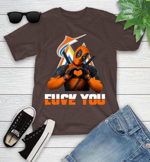 MLB Miami Marlins Deadpool Love You Fuck You Baseball Sports Youth T-Shirt 7