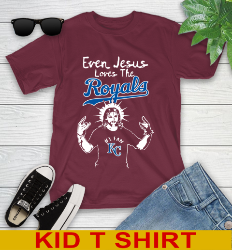 Kansas City Royals MLB Baseball Even Jesus Loves The Royals Shirt Youth T-Shirt 5