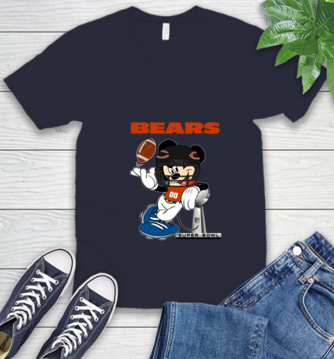 NFL Chicago Bears Mickey Mouse Disney Super Bowl Football T Shirt V-Neck T-Shirt 13