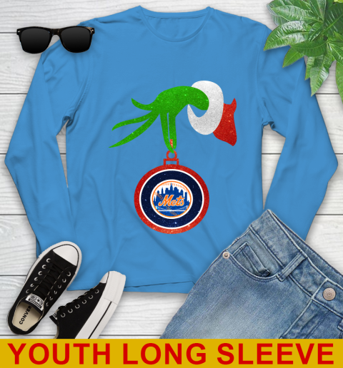 New York Mets Grinch Merry Christmas MLB Baseball Youth Long Sleeve 8