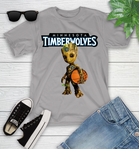 Minnesota Timberwolves NBA Basketball Groot Marvel Guardians Of The Galaxy Youth T-Shirt 4