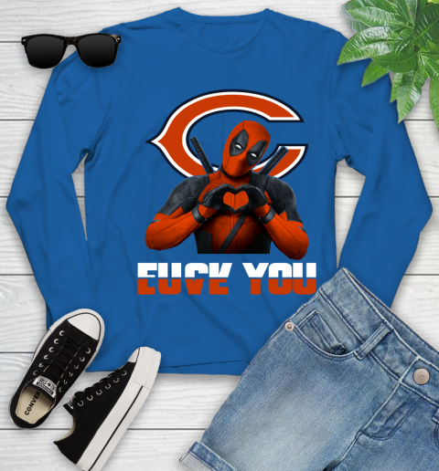 NHL Chicago Bears Deadpool Love You Fuck You Football Sports Youth Long Sleeve 10