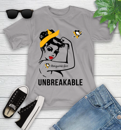 NHL Pittsburgh Penguins Girl Unbreakable Hockey Sports Youth T-Shirt 2