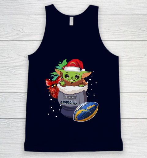 Los Angeles Chargers Christmas Baby Yoda Star Wars Funny Happy NFL Tank Top 3