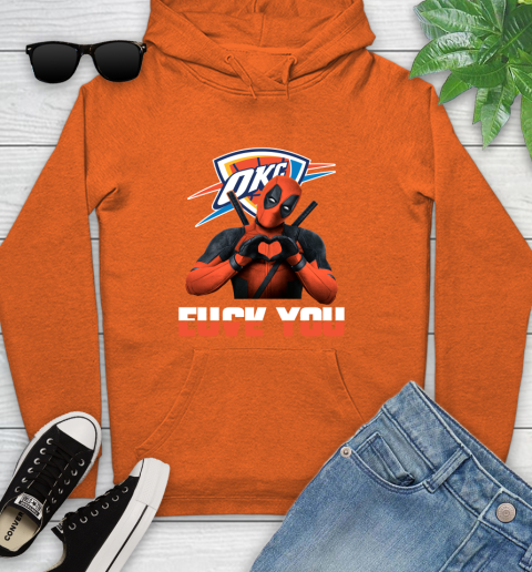 NBA Oklahoma City Thunder Deadpool Love You Fuck You Basketball Sports Youth Hoodie 4