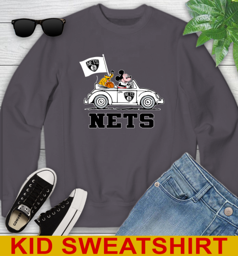 NBA Basketball Brooklyn Nets Pluto Mickey Driving Disney Shirt Youth Sweatshirt 6
