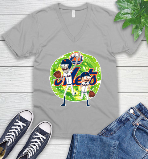MLB New York Mets Rick And Morty Baseball Sports V-Neck T-Shirt 4