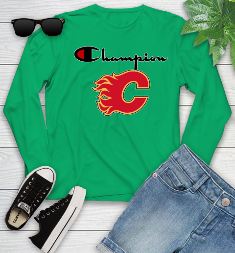 NHL Hockey Calgary Flames Champion Shirt Youth Long Sleeve 4