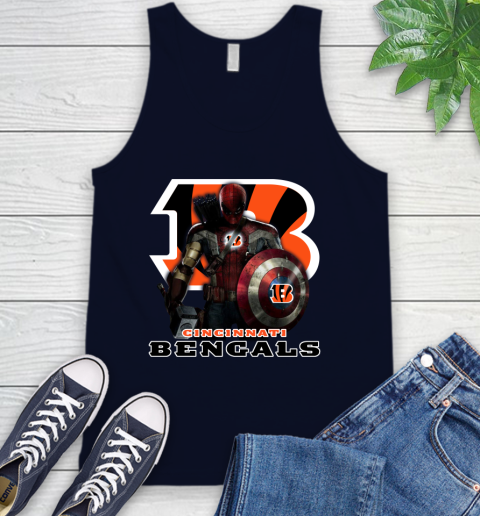 NFL Captain America Thor Spider Man Hawkeye Avengers Endgame Football Cincinnati Bengals Tank Top 3