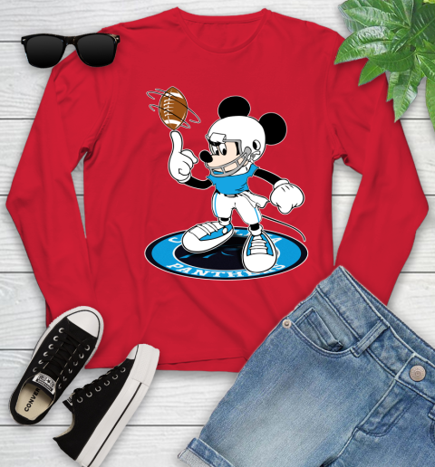 NFL Football Carolina Panthers Cheerful Mickey Disney Shirt Youth Long Sleeve 11