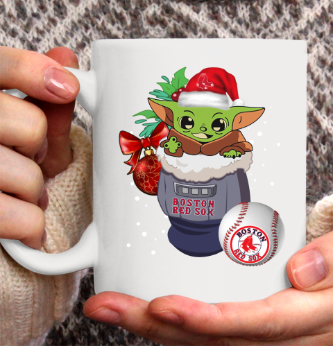 Boston Red Sox Christmas Baby Yoda Star Wars Funny Happy MLB Ceramic Mug 11oz 4
