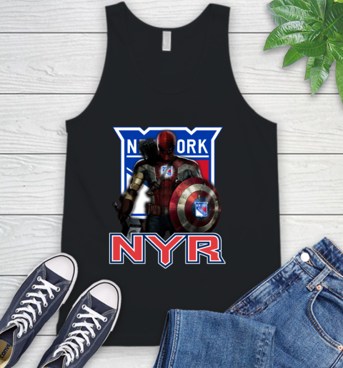 NHL Captain America Thor Spider Man Hawkeye Avengers Endgame Hockey New York Rangers Tank Top 2