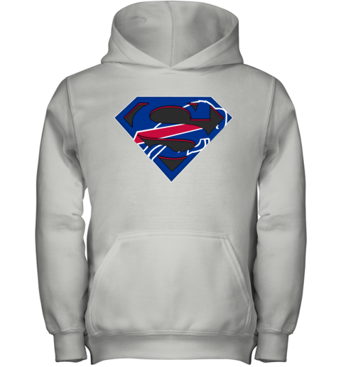 NFL Buffalo Bills Logo Superman lfro nfl buffalo bills logo superman youth hoodie 43 front white
