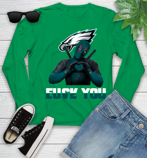 NHL Philadelphia Eagles Deadpool Love You Fuck You Football Sports Youth Long Sleeve 7