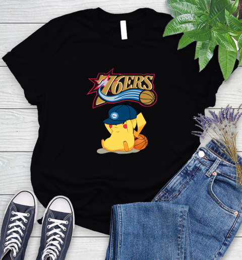 NBA Pikachu Basketball Sports Philadelphia 76ers Women's T-Shirt 2