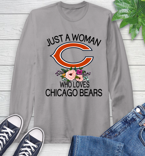 NFL Just A Woman Who Loves Chicago Bears Football Sports Long Sleeve T-Shirt 4