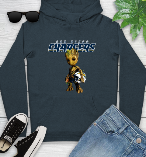 Los Angeles Chargers NFL Football Groot Marvel Guardians Of The Galaxy Youth Hoodie 8