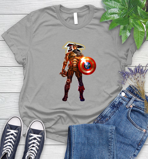 NFL Captain America Marvel Avengers Endgame Football Sports Atlanta Falcons Women's T-Shirt 10