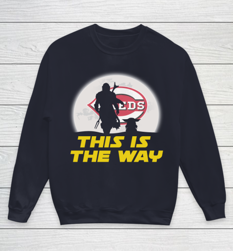 Cincinnati Reds MLB Baseball Star Wars Yoda And Mandalorian This Is The Way Youth Sweatshirt 2